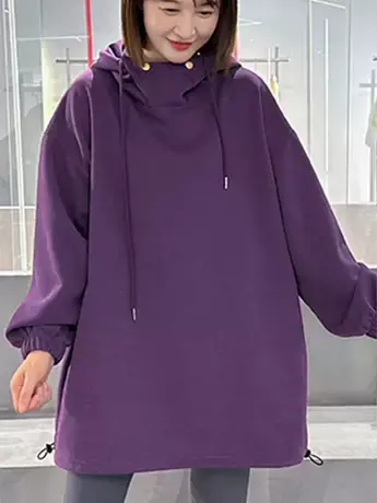 2023秋季新款网红款时尚气质上衣外衣休闲显瘦纯色连帽卫衣ins潮图片