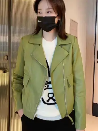 2023春季新款皮衣女短款修身显瘦PU皮小皮褂上衣西装领皮夹克外套图片