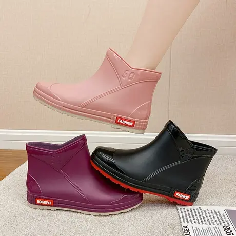 冬季女款雨鞋女时尚款外穿加绒雨靴水鞋户外防水鞋防滑工作鞋胶鞋商品大图