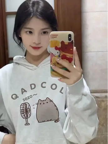 美式复古潮牌卫衣女春秋薄款宽松小个子高级感上衣慵懒风连帽外套图片