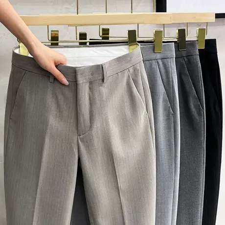 高级感休闲裤男春季2023新款潮流西裤男士直筒九分裤商务长裤子商品大图