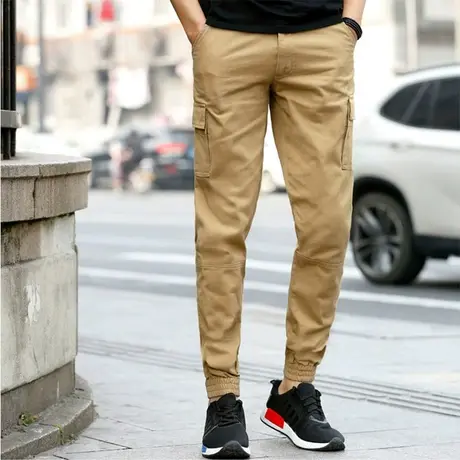 工装裤男休闲裤春秋宽松干活长裤束脚哈伦运动全棉耐磨小脚裤潮牌商品大图