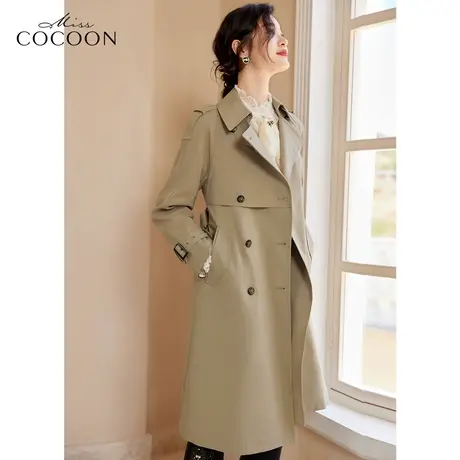 missCOCOON卡其色风衣外套女装2023新款春季高端时尚过膝显瘦大衣图片