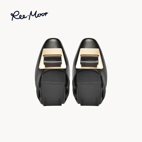 REEMOOR睿慕2024年春夏新款羊皮蛋卷鞋真皮浅口单鞋方扣平底鞋女图片