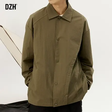 男士军绿色外套男款情侣工装夹克男2024春季新款上衣潮牌休闲衬衫商品大图