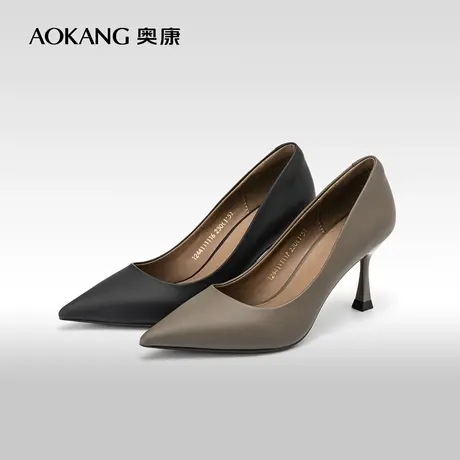 奥康女鞋 2024春季新款法式气质裸色高跟鞋细跟职业OL不累脚单鞋图片