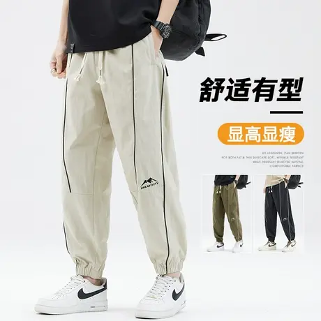 夏季男士设计感潮流帅气百搭运动长裤春秋款日系港风束脚休闲裤子商品大图