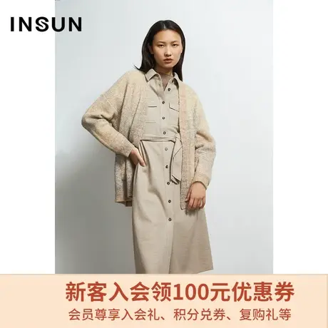 恩裳冬季商场同款撞色拼接气质有型立体优雅外搭毛针织衫商品大图