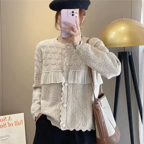 秋季女装2023新款毛衣针织开衫外套女长袖设计感小众小个子外搭女商品大图