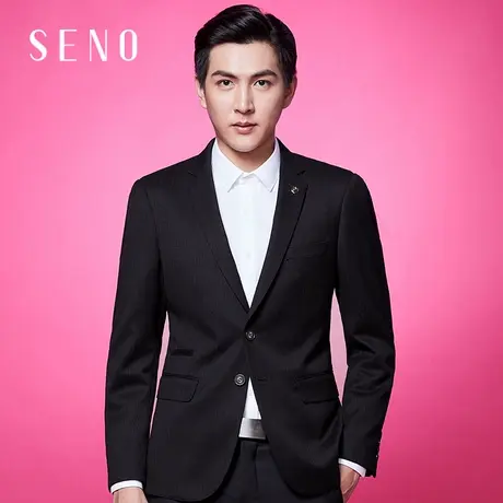 seno黑色男士西装特色暗纹理修身时尚单西韩版西服西装外套男图片