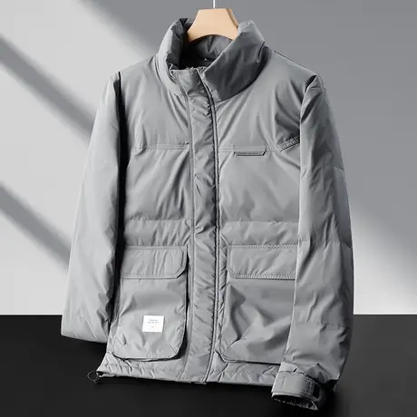 冬季东北抗寒白鸭绒魔术贴袖口大口袋工装羽绒服男士2023新款外套商品大图