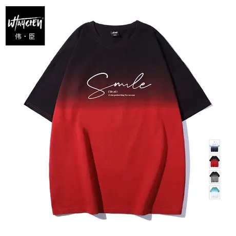 伟臣2022夏季新品大码男式短袖T恤胖子加肥加大吊染纯棉五分袖T恤商品大图