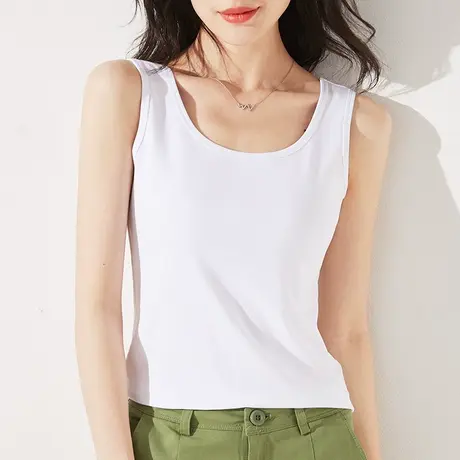 [2件49元]雀后白色打底衫吊带背心女夏季性感T恤内搭无袖圆领上衣商品大图
