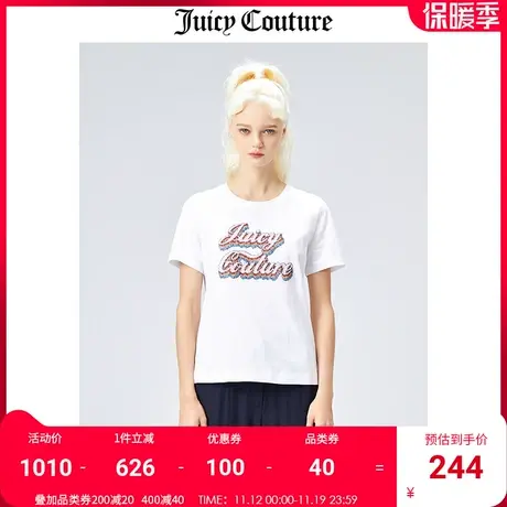 Juicy Couture橘滋美式夏季新款纯棉印花半袖上衣女百搭短袖T恤女商品大图