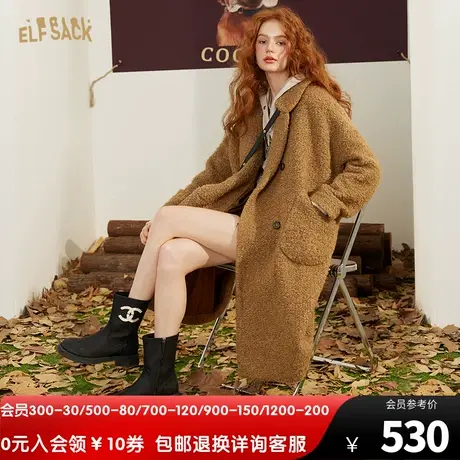 妖精的口袋黄色毛呢外套女2022秋冬季新款呢子大衣长款气质高级感图片