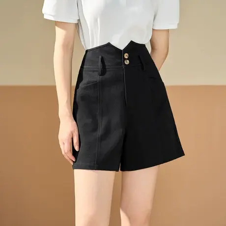 茵曼高腰宽松显瘦阔腿牛仔裤2023夏女装新款休闲气质A字薄款短裤商品大图