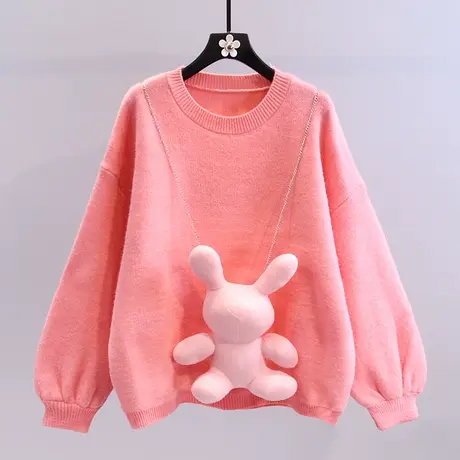 送小熊可爱减龄套头毛衣女秋冬2023新款日系宽松慵懒风长袖针织衫图片