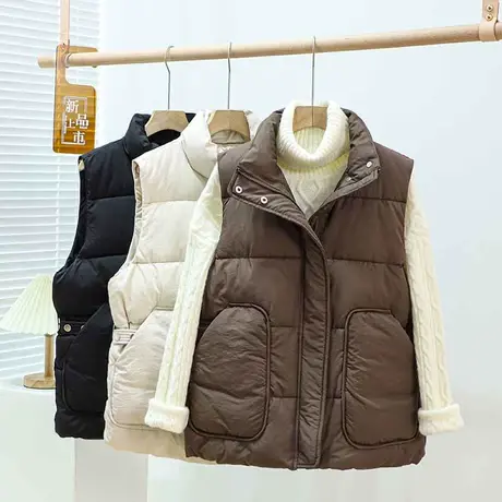 羽绒棉马甲女显瘦洋气2023新款时尚潮流立领马夹收腰百搭无袖坎肩图片