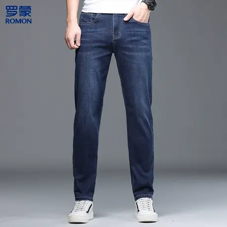 罗蒙夏季新品轻薄透气牛仔裤男简约百搭男裤直筒裤子男商品大图
