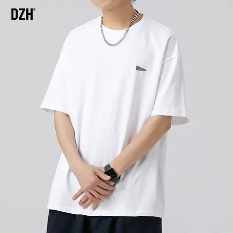 男生简约t恤男纯棉潮牌百搭男装2023新款白色短袖体恤衫圆领半袖商品大图