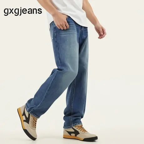 gxg.jeans男装 蓝色水洗复古基础宽松牛仔长裤男士 25年夏新品图片