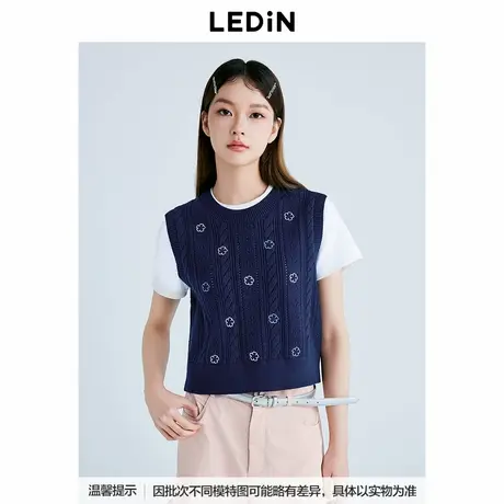【商场同款】乐町桃花刺绣背心2025春季新款针织毛衣C1EFF1420*图片