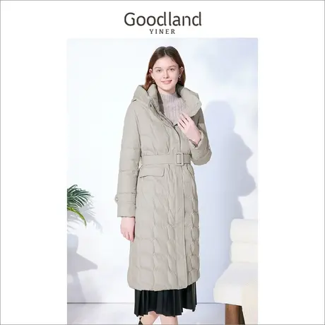 音儿美地女装2022冬季新款大牌高端立领中长款连帽羽绒服商品大图