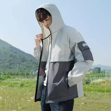 夏季青少年薄款防晒衣外套男休闲宽松高中学生潮牌帅气防晒服夹克商品大图