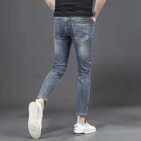 2025新款夏季九分牛仔裤男修身小脚韩版潮流百搭休闲男生裤子9分商品大图