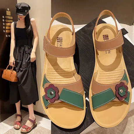 真皮妈妈凉鞋女软底防滑中老年夏季鞋子宽胖脚大脚骨奶奶鞋大码41商品大图