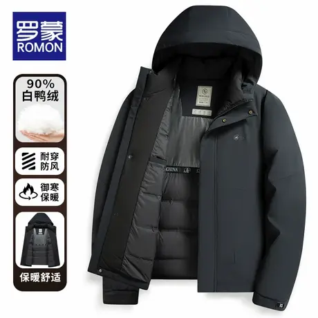 罗蒙羽绒服男士加厚短款秋冬季2025新款休闲中老年爸爸装保暖外套商品大图