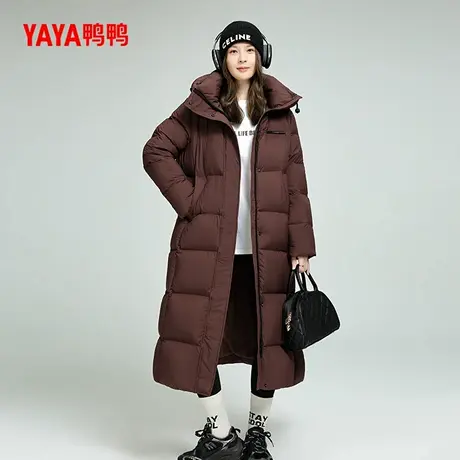 鸭鸭2024年东北冬季新品长款过膝羽绒服女加厚外套到脚踝直筒连帽商品大图
