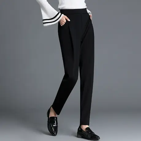 哈伦裤女秋冬加肥加大码女裤子高腰宽松休闲裤黑色百搭显瘦萝卜裤图片