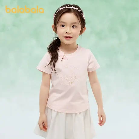 巴拉巴拉儿童短袖女童t恤2025新款夏装中大童新中式绣花上衣时尚图片
