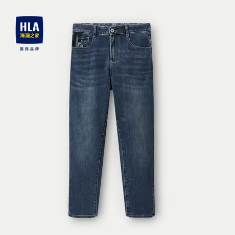 HLA/海澜之家弹力牛仔裤2023秋季新款舒适五袋款宽松有型九分裤男商品大图