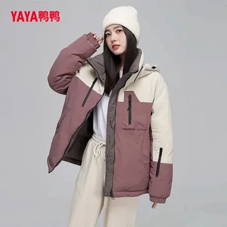 鸭鸭大牌工装派克户外运动羽绒服女高端2025新款冬季两面穿小个子商品大图
