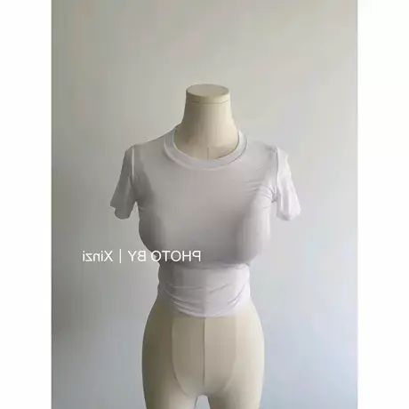 现货速发~Onoev性感圆领基础款简约显身材露腰高弹T恤图片