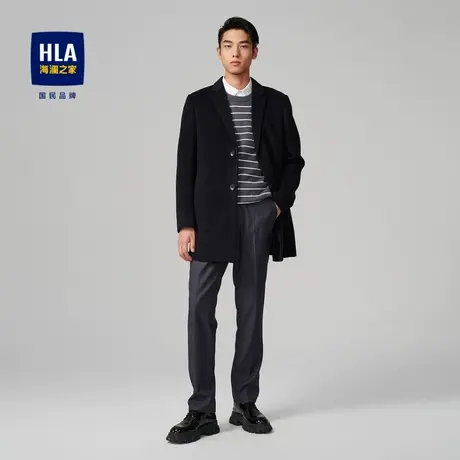 HLA/海澜之家2023含羊毛纯色大衣商务有型保暖服帖舒适时尚外套商品大图