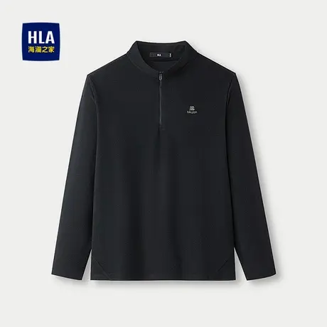 HLA/海澜之家双面磨毛休闲上衣25秋新款时尚半开襟保暖运动长袖男图片