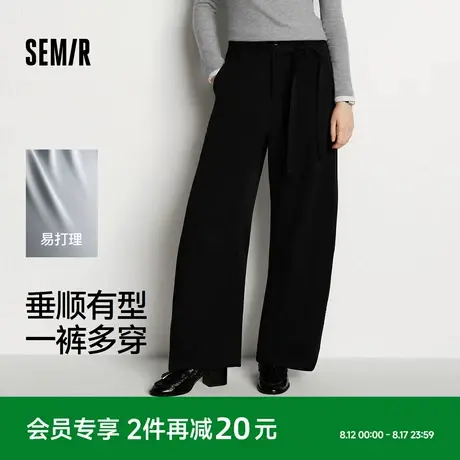 森马休闲裤女设计感易打理黑色宽松长裤2025冬新款阔腿裤通勤裤子商品大图