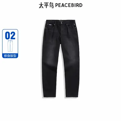 【商场同款】太平鸟男装 美式复古黑色水洗修身牛仔裤男B1HAE412D商品大图