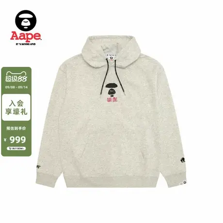 Aape旗舰店男装秋冬猿人字母印花休闲薄绒连帽卫衣D312XAP商品大图