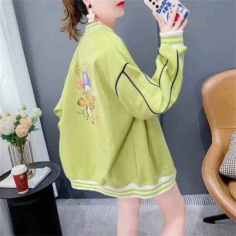 宽松慵懒风休闲棒球服卫衣开衫女2023新款早秋洋气减龄设计感外套商品大图