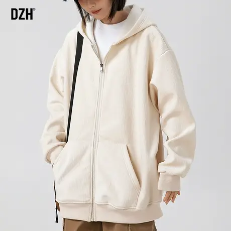 青少年拉链卫衣外套男秋季潮高级感2023年新款日系情侣装连帽开衫商品大图