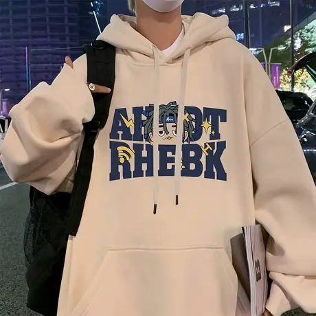 立体发泡印花纯棉连帽卫衣男秋冬季新款oversize重磅美式宽松外套商品大图