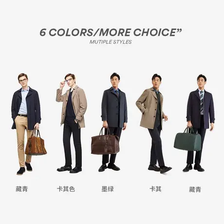 雅戈尔棉风衣秋季新款男士商务绅士中长款翻领大码防风舒适外套男商品大图