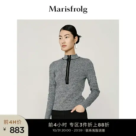 【透气亲肤系列】玛丝菲尔秋季新款灰色套头毛针织衫毛衣女图片