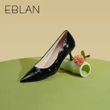 伊伴春季女鞋新款优雅简约素面单鞋细高跟鞋日常通勤低跟宴会鞋女图片