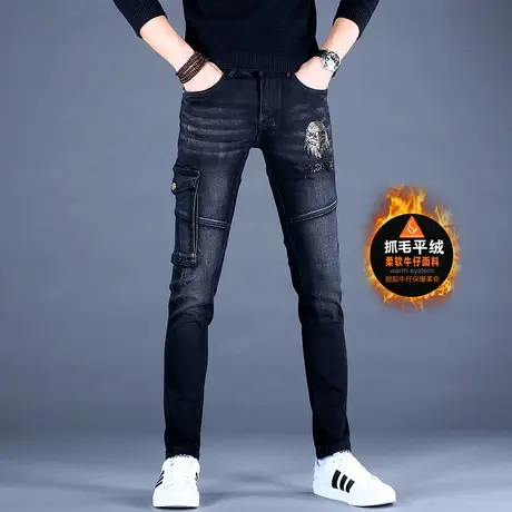 百搭男士工装牛仔裤男欧美欧洲秋冬男款2023新款休闲修身小脚裤子商品大图