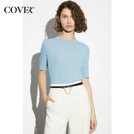 COVER春季金葱休闲感中袖套头毛衫商品大图